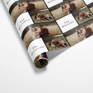 Papel De Regalo Collage de fotos familiar moderno de Navidades Boh