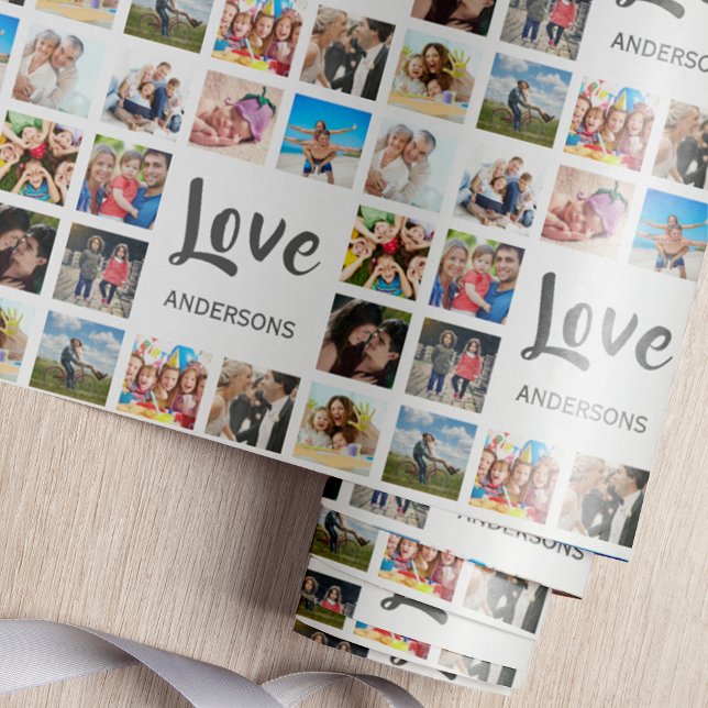 Papel De Regalo Collage de fotos familiar personalizado blanco per (Subido por el creador)