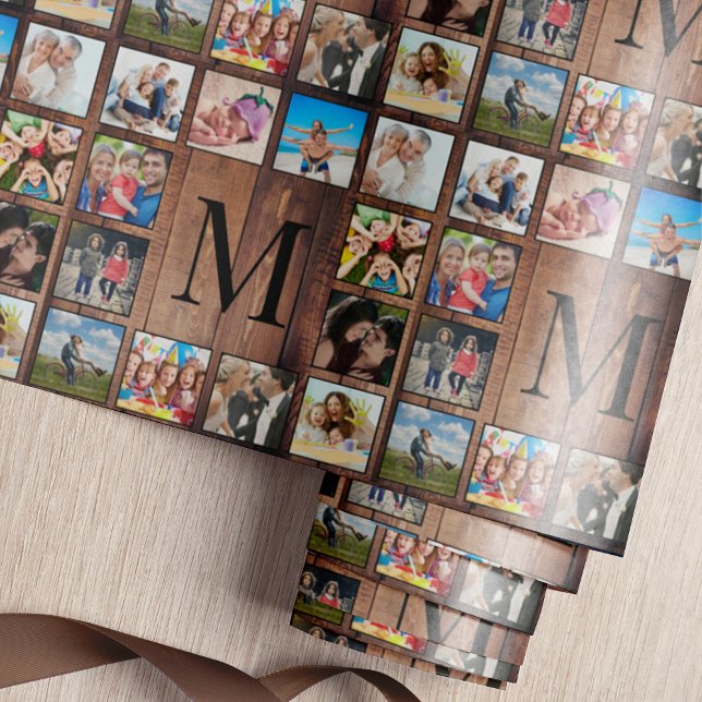 Papel De Regalo Collage de fotos familiar personalizado recuperó m (Subido por el creador)