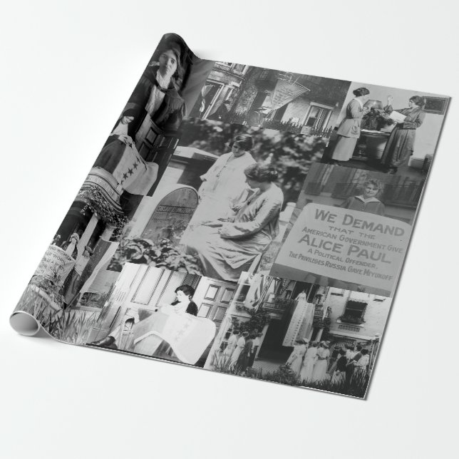 Papel De Regalo Collage de fotos históricas de Alica Paul Sufrage (Desenrollado)