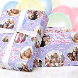 Papel De Regalo Collage de fotos personalizadas para cumpleaños de