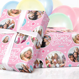 Papel De Regalo Collage de fotos personalizadas para cumpleaños de