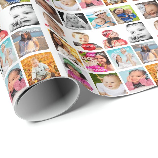 Papel De Regalo Collage de fotos personalizado (Esquina del rollo)
