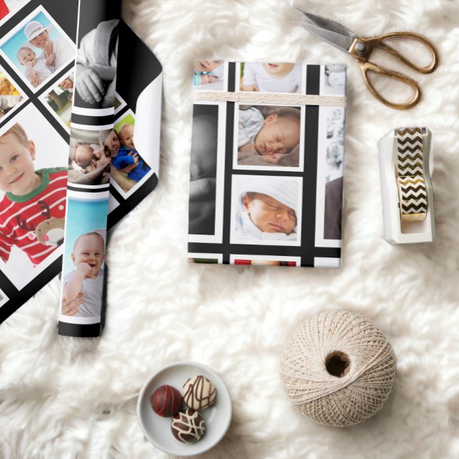 Papel De Regalo Collage de fotos personalizado (Personalized Photo Collage Wrapping Paper from Ricaso. add your own photographs to this great paper)