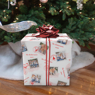 Papel De Regalo Collage de fotos Personalizado de sellos de correo