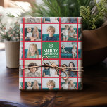 Papel De Regalo Collage de fotos Red & Green Merry Christmas 8<br><div class="desc">Utilice 8 imágenes cuadradas para hacer un recuerdo único y moderno de las vacaciones. Si necesita mover algo,  haga clic en el botón personalizar para realizar cambios.</div>