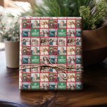 Papel De Regalo Collage de fotos Red & Green Merry Christmas 8<br><div class="desc">Utilice 8 imágenes cuadradas para hacer un recuerdo único y moderno de las vacaciones. Si necesita mover algo,  haga clic en el botón personalizar para realizar cambios.</div>