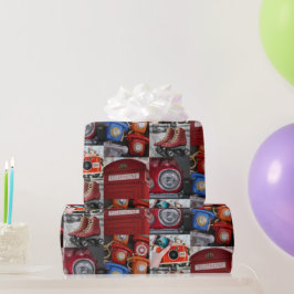 Papel De Regalo Collage de fotos retro rojo colorido estético vint