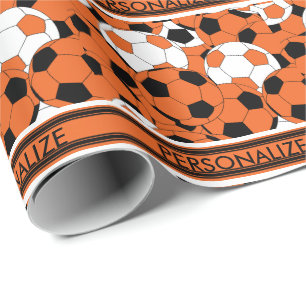 Papel De Regalo Collage de la pelota de fútbol naranja