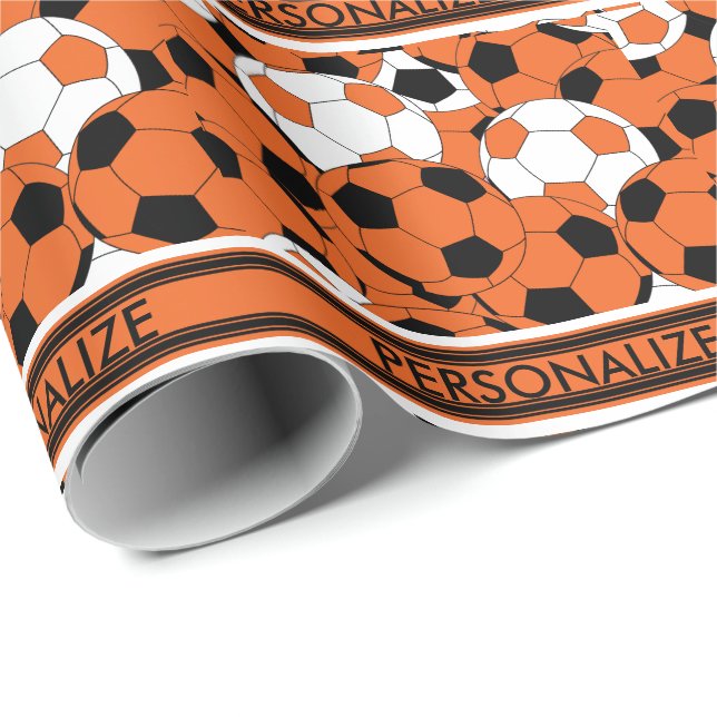 Papel De Regalo Collage de la pelota de fútbol naranja (Esquina del rollo)
