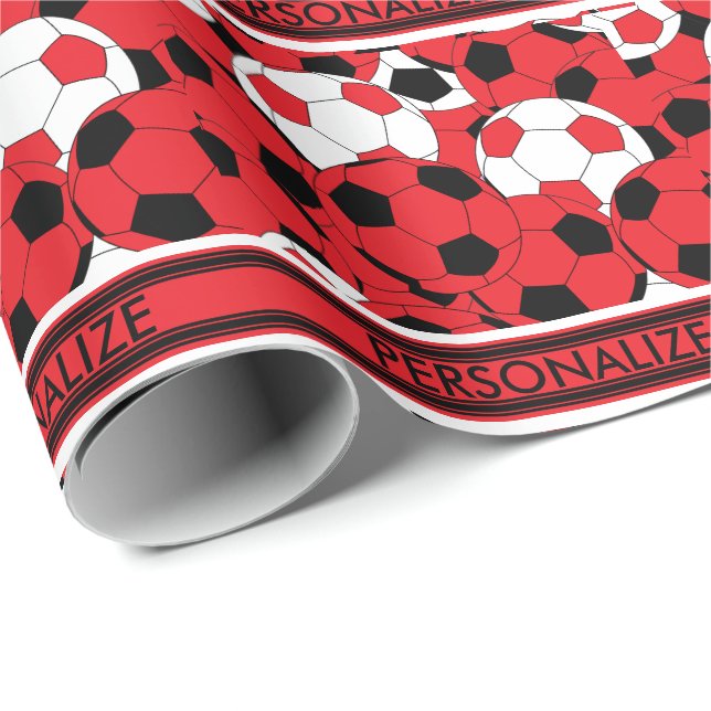 Papel De Regalo Collage de la pelota roja de fútbol (Esquina del rollo)