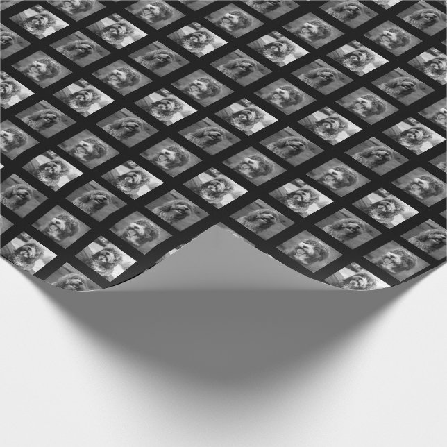 Papel De Regalo collage de Mascotas en blanco y negro (Esquina)