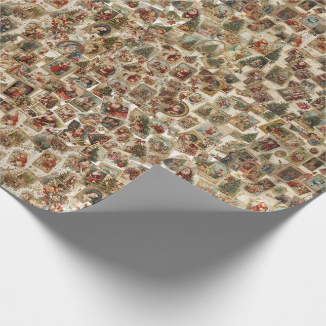 Papel De Regalo Collage de Navidades victorianos de época | Retro  (Esquina)