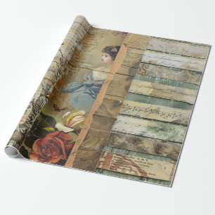 Papel De Regalo Collage de parches de periódico ruso vintage (9)