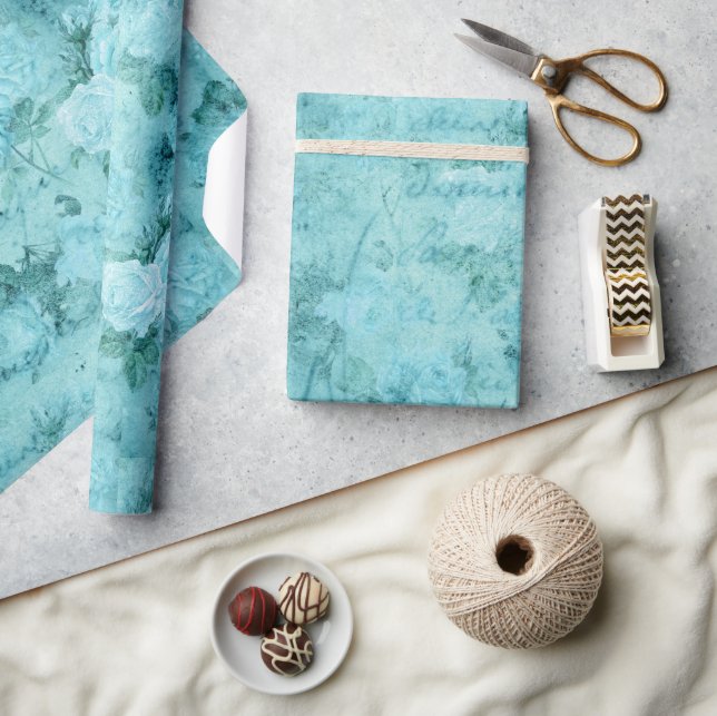 Papel De Regalo Collage de Rosas azules con problemas (Artesanía)