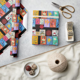 Papel De Regalo Collage de sellos al azar de la obra maestra falsa