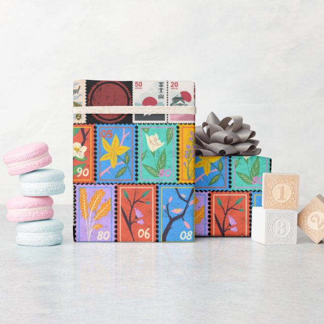 Papel De Regalo Collage de sellos al azar de la obra maestra falsa (Baby Shower)