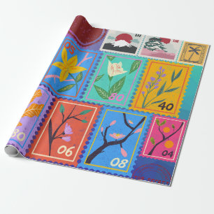 Papel De Regalo Collage de sellos al azar de la obra maestra falsa