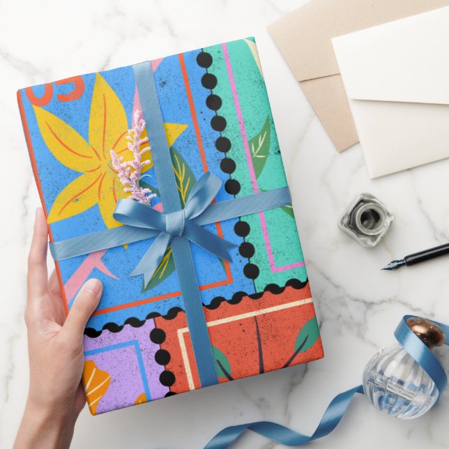 Papel De Regalo Collage de sellos al azar de la obra maestra falsa (Regalar)