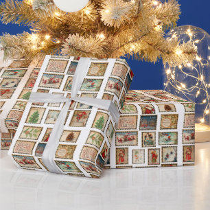 Papel De Regalo Collage de sellos de Navidad vintage