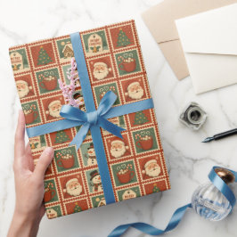 Papel De Regalo Collage de sellos de Navidades retro