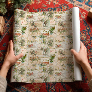 Papel De Regalo Collage de Tarjeta de Navidad Victoriana
