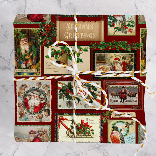 Papel De Regalo Collage de tarjetas de Navidades de la Antigua Vic