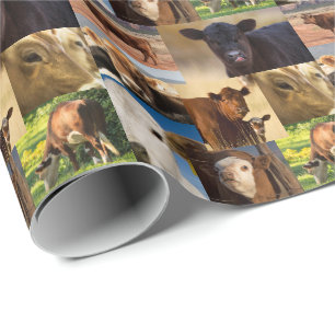 Papel De Regalo Collage de vacas occidentales