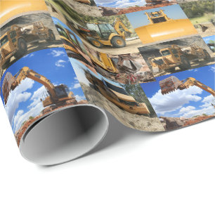 Papel De Regalo Collage de vehículos de construcción