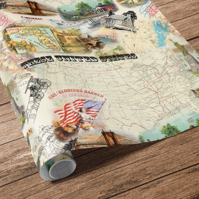 Papel De Regalo Collage de Vintage Americana (Subido por el creador)