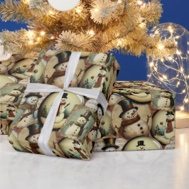 Papel De Regalo Collage de Wonderland de los hombres de nieve vint