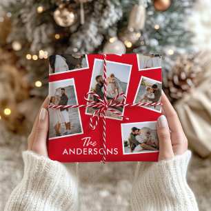 Papel De Regalo Collage moderno de la familia de fotos múltiples r