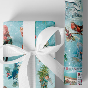 Papel De Regalo Collage navideño de invierno espumoso mágico
