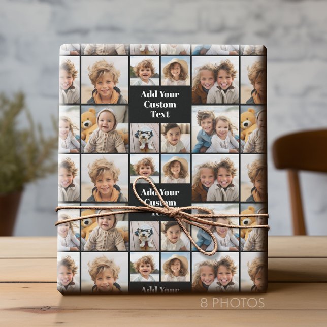 Papel De Regalo Collage personalizado 8 Foto - Personalizado Texto (Custom Photo Collage Wrapping Paper - All Occasion)