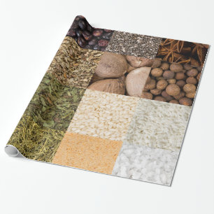 Papel De Regalo Collage set de especias e ingredientes alimentario