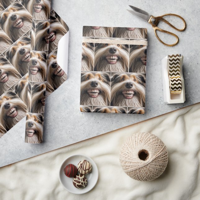 Papel De Regalo Collie con barba con una sonrisa toothy (Artesanía)