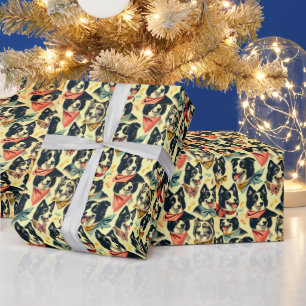 Papel De Regalo Collie de borde de vintage sin inconvenientes