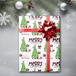 Papel De Regalo Collie de borde, pájaro y árbol de Navidad