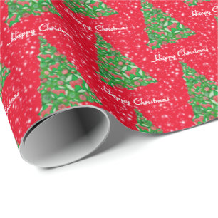 Papel De Regalo Collie Rough Dog Christmas Tree Holiday Red