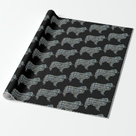 Papel De Regalo Collie Rough Yellow & Black Grid Line