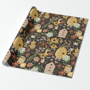 Papel De Regalo Colmenas de Abejas Pintadas con Fantasía Miel