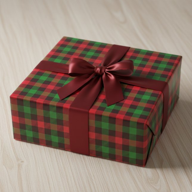 Papel De Regalo Colocación de vacaciones en negrita (Buffalo Plaid Holiday Wrapping Paper)