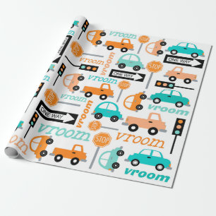 Papel De Regalo Color caliente del coche camión del transporte