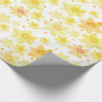 Papel De Regalo Color de agua amarillo Daffodil & Dots Pattern