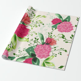 Papel De Regalo Color de agua floral rosa rojo verde trébol