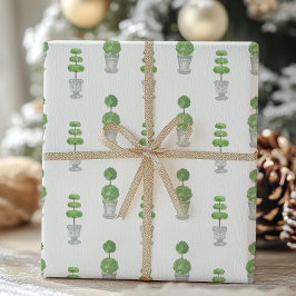 Papel De Regalo Color de agua gris y tema verde
