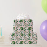 Papel De Regalo Color de agua verde Hojas tropicales Flores blanca<br><div class="desc">Hermoso envoltorio de regalo de hojas tropicales de color agua verde y flores blancas. Adecuado para envolver de regalo de boda o ducha.</div>