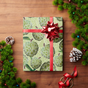 Papel De Regalo Color de agua verde Mano de manzanas azucareras, v