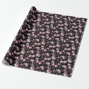 Papel De Regalo Color de fondo negro rosa de Magnolia