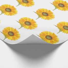 Papel De Regalo Color del agua floral amarillo girasol Verano Rúst